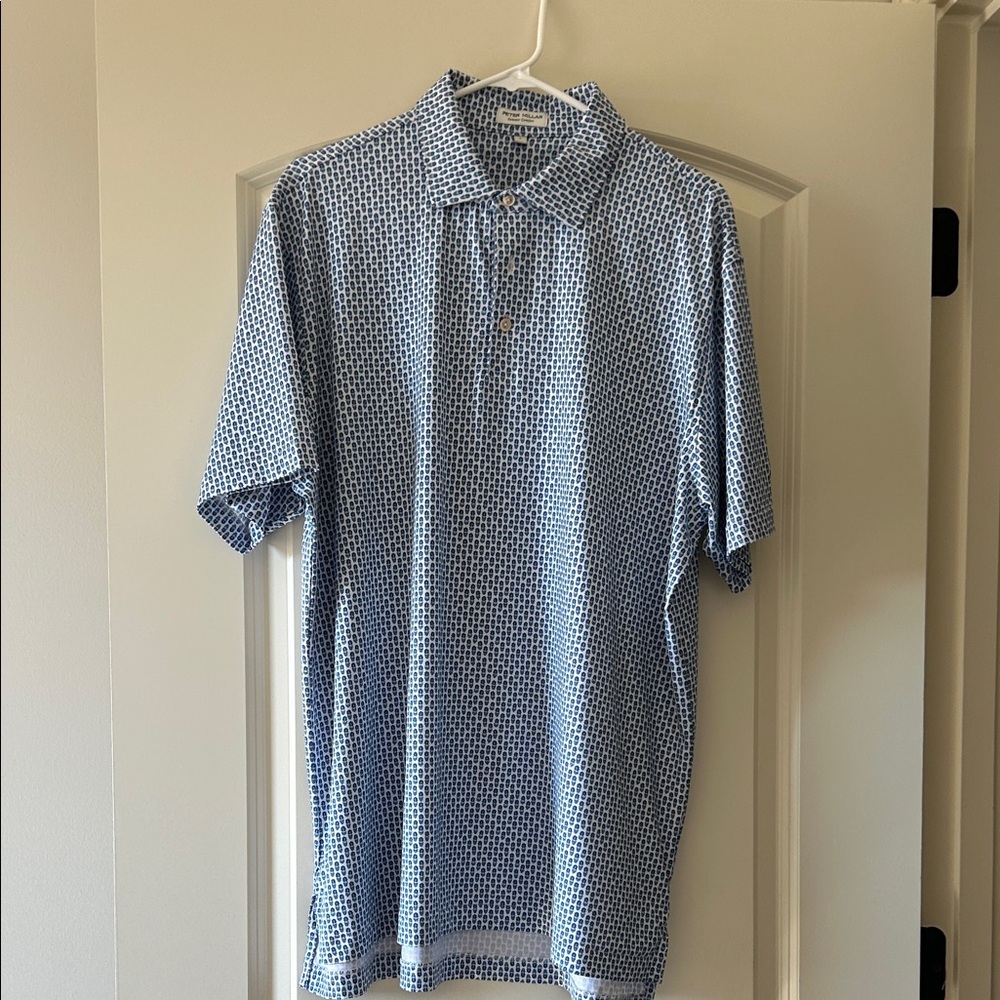 Peter Millar Navy Geometric Polo Shirt